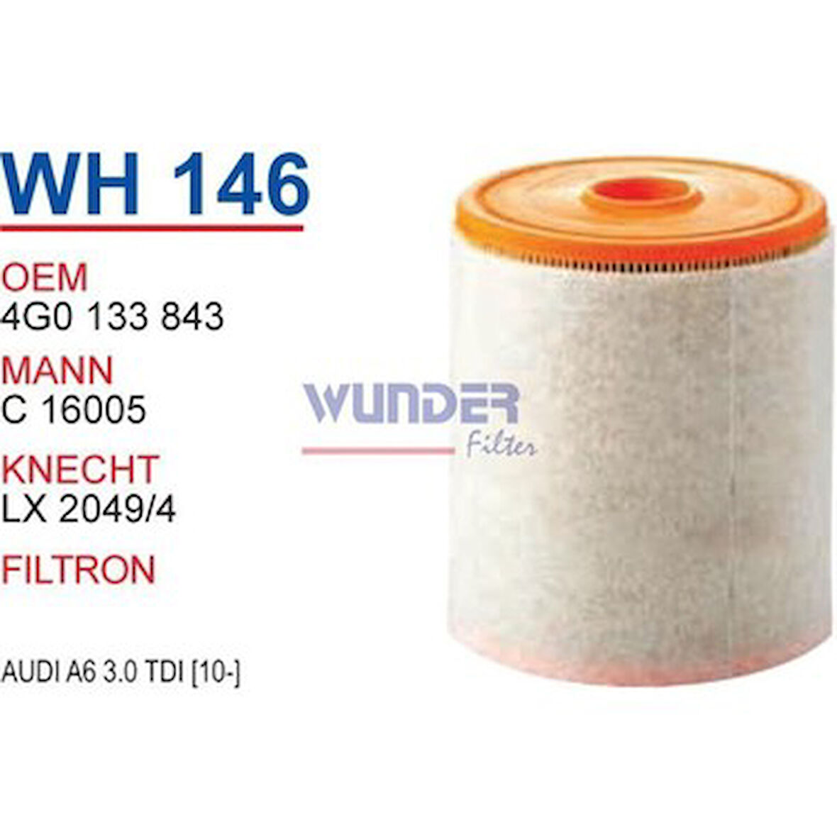 HAVA FİLTRESİ A6 C7 (4G2, 4GC) | A6 / S6 A7 Sport 4G0133843WUN