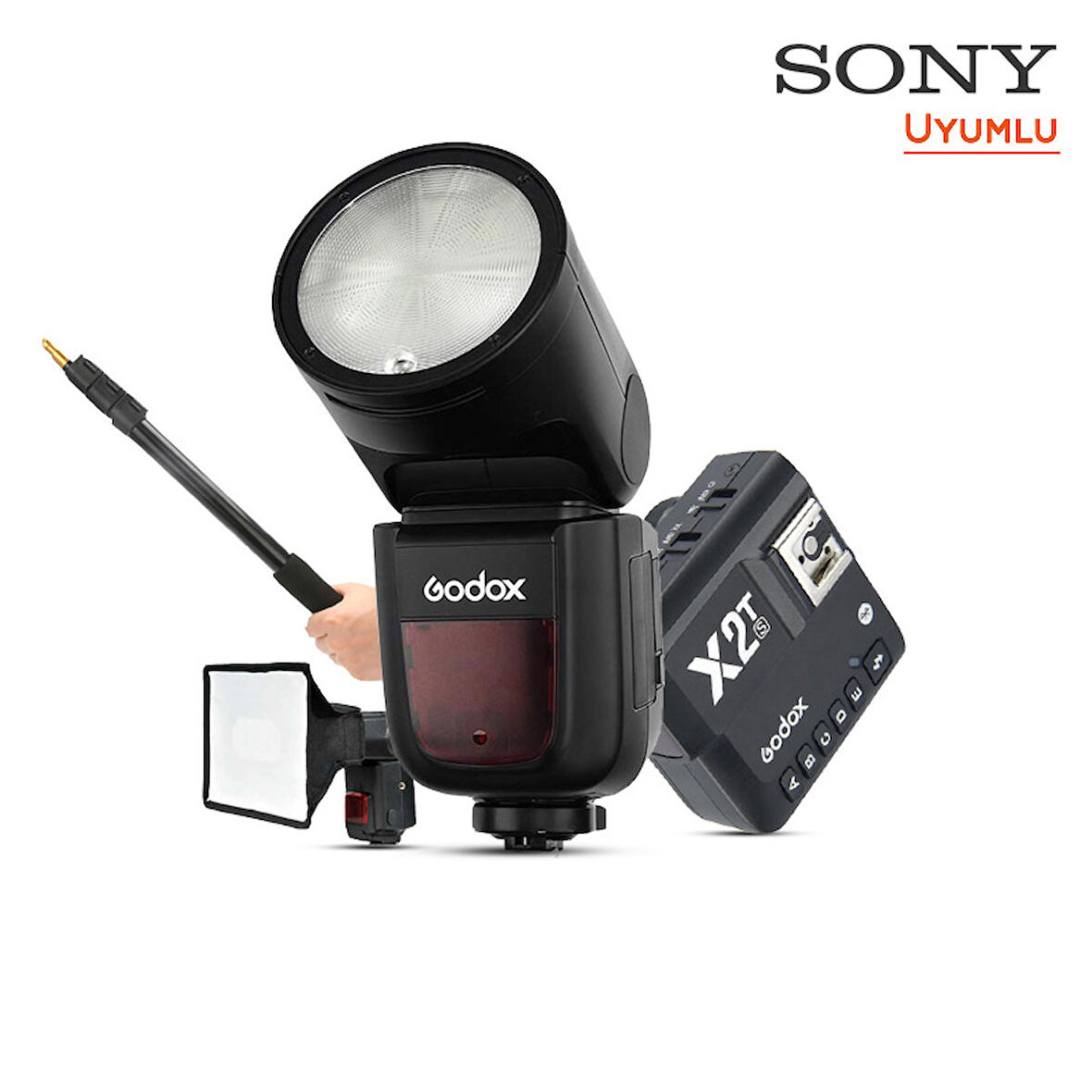 Godox V1 Sony Flaş Kit (Yuvarlak Kafa) FULL Set