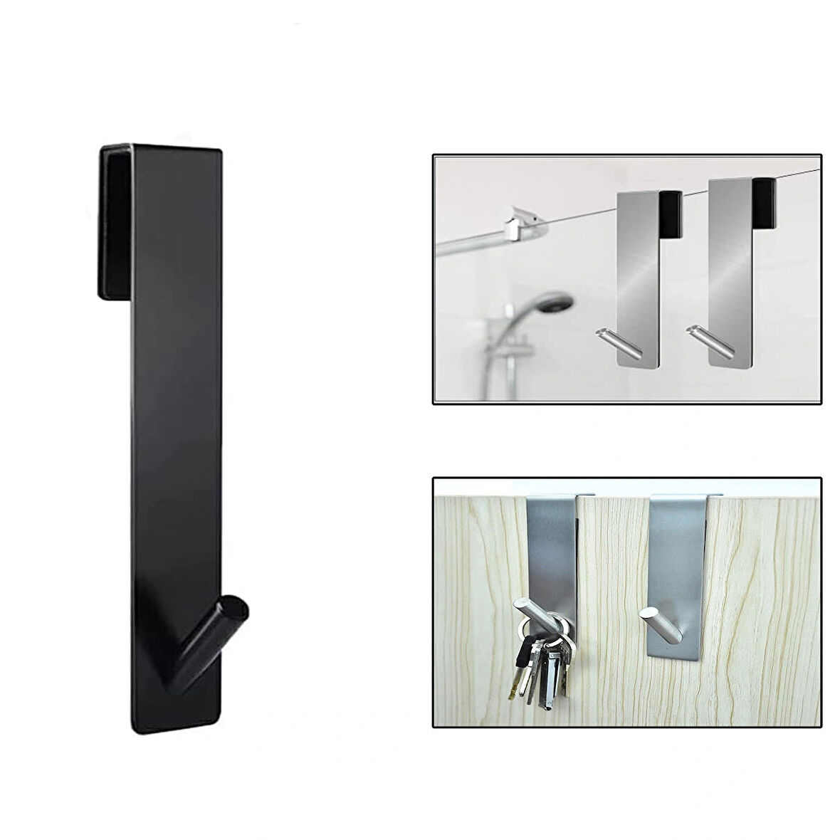Microcase Taşınabilir Paslanmaz Çelik Metal Banyo Duşakabin Mutfak vb. Alanlar için Dikey Askılık - SİYAH AL4836 1 Adet