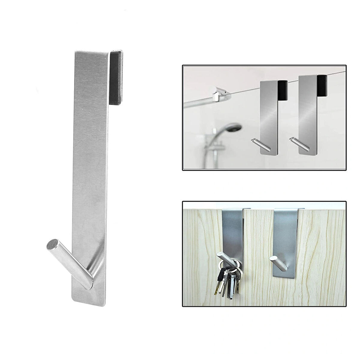 Microcase  Taşınabilir  Paslanmaz Çelik Metal Banyo Duşakabin Mutfak vb. Alanlar için Dikey Askılık - GÜMÜŞ AL4836 1 Adet