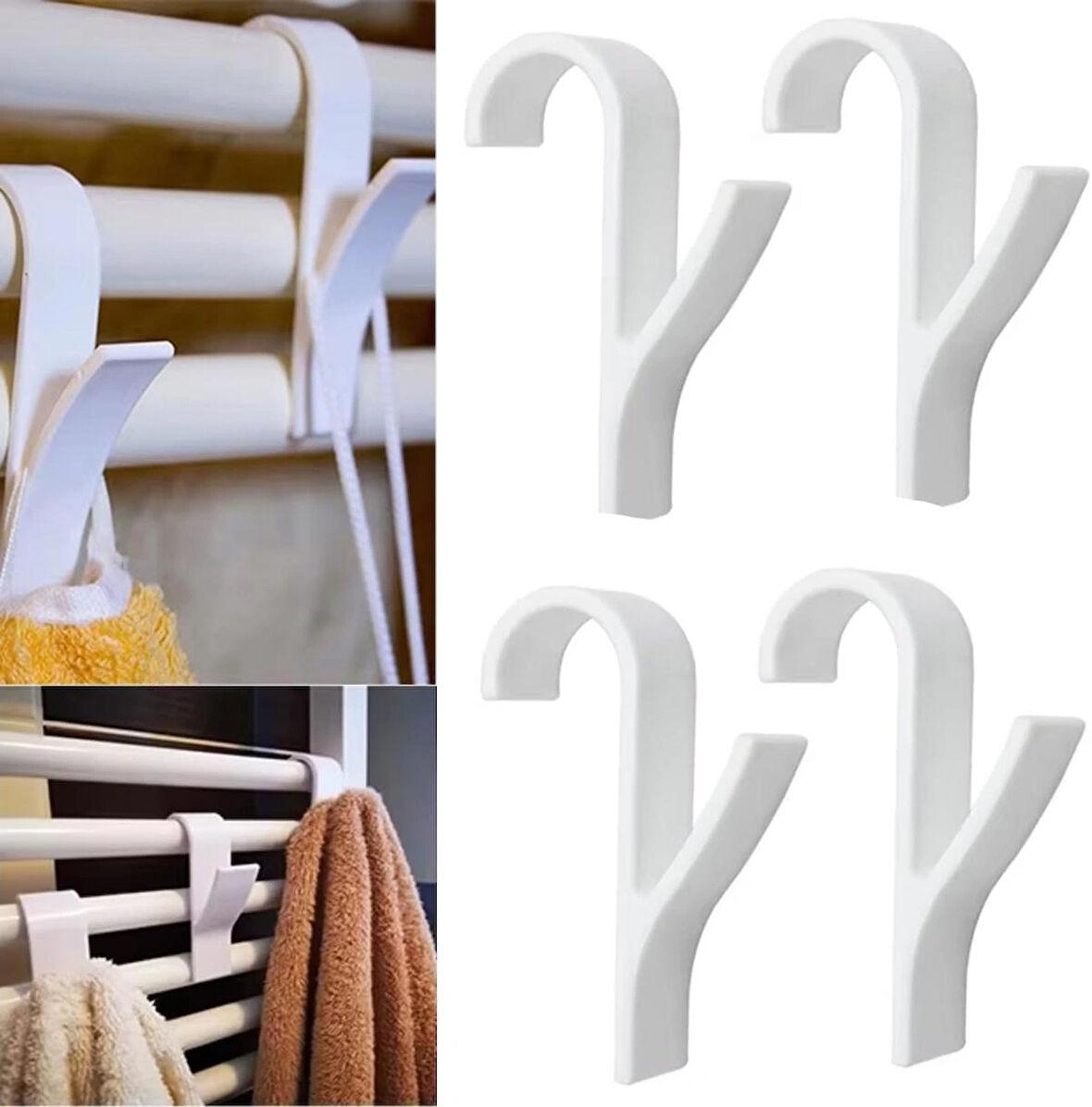 Microcase Kalorifer  Radyatör Peteğinden  Havlu Bornoz Kurutma Askılığı - BEYAZ AL4955 4 Adet