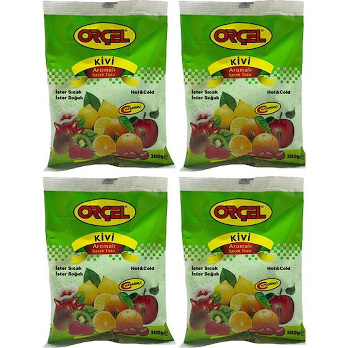 Orçel Kivi Aromalı İçecek Tozu Oralet Çay 300gr.x 4 Adet