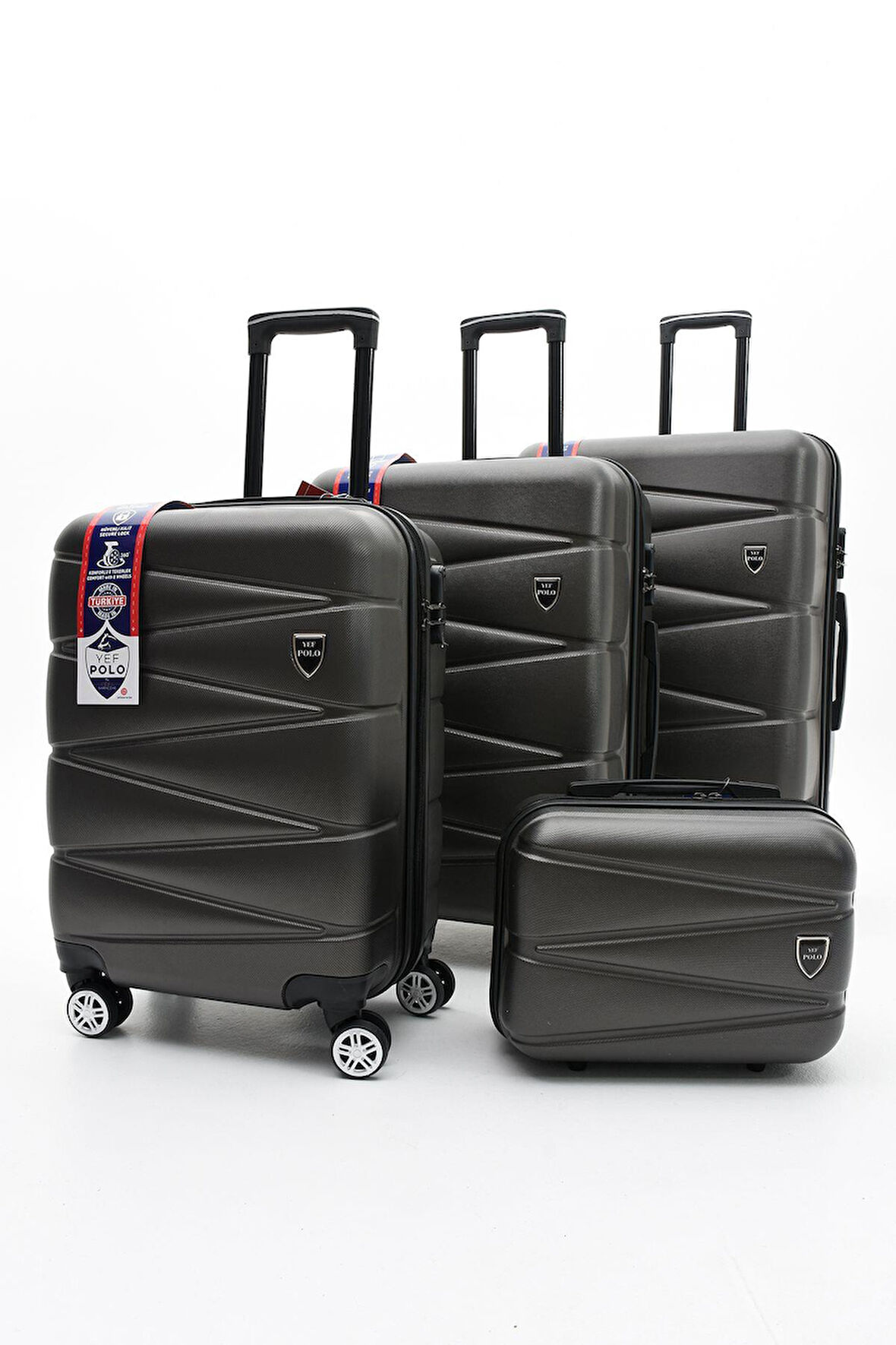 Celonia Yefa Dayanıklı Unisex 4 Tekerlekli 4'lü Set Plastik Valiz Seti