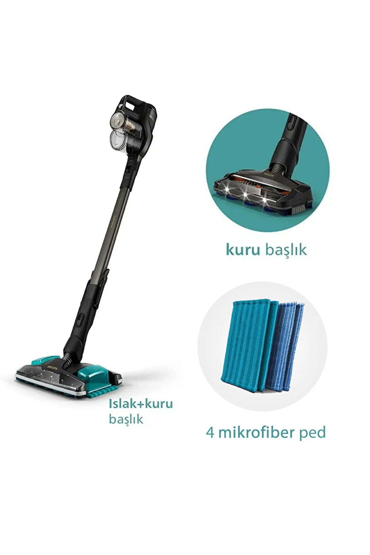 Speedpro Max Aqua Plus Kablosuz Dikey Süpürge Xc8349/01 Xv1700/01 6 Mikrofiber Ped