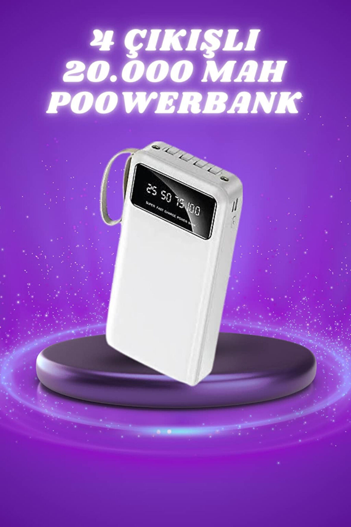 Dayanıklı ve Şık 20.000 mAh Powerbank 4 USB Çıkışlı Taşınabilir Tasarım