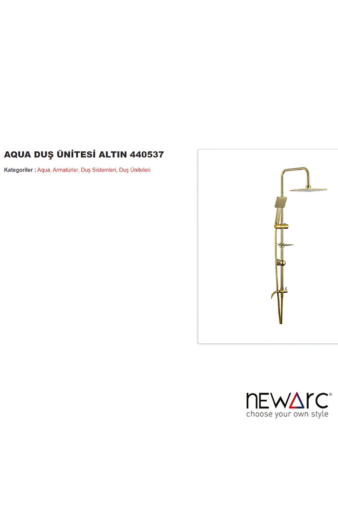 Aqua Altın Duş Ünitesi 440537
