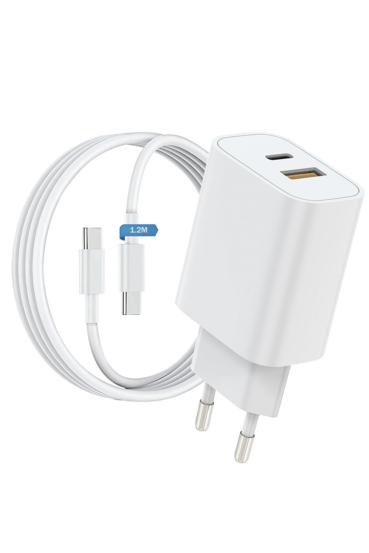 Woyax by Deji Omix Uyumlu 20W PD Type-C Çoklu Hızlı Şarj Aleti / Cihazı PD ve USB Çıkış 1.2M Type-C Şarj Kablosu