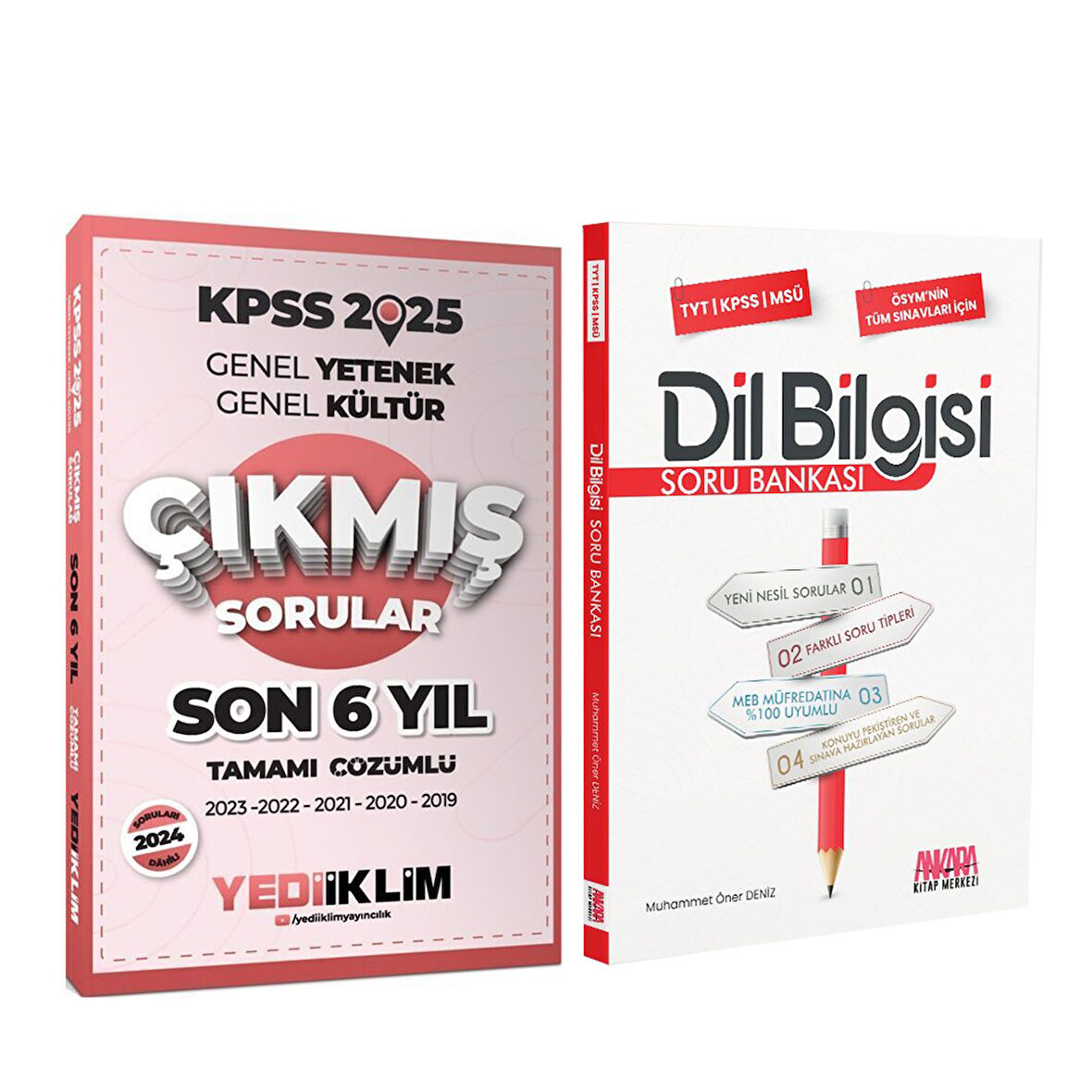 Yediiklim 2025 KPSS GY GK Son 6 Yıl Çıkmış Sorular ve AKM Dil Bilgisi Soru Bankası Seti 2 Kitap