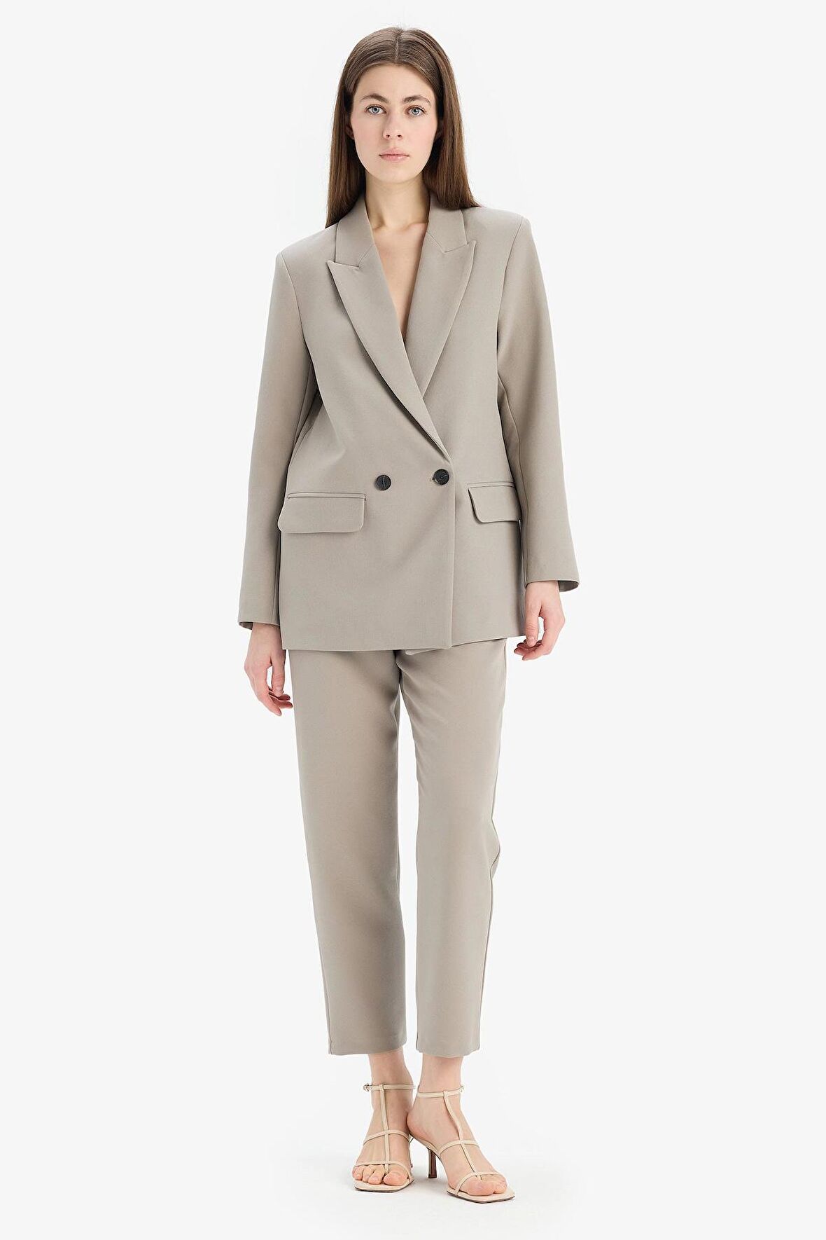 DeFacto Carrot Fit Crop Kumaş Pantolon Fermuarlı Yüksek Bel Dar Paça C2466AX25SPKH420