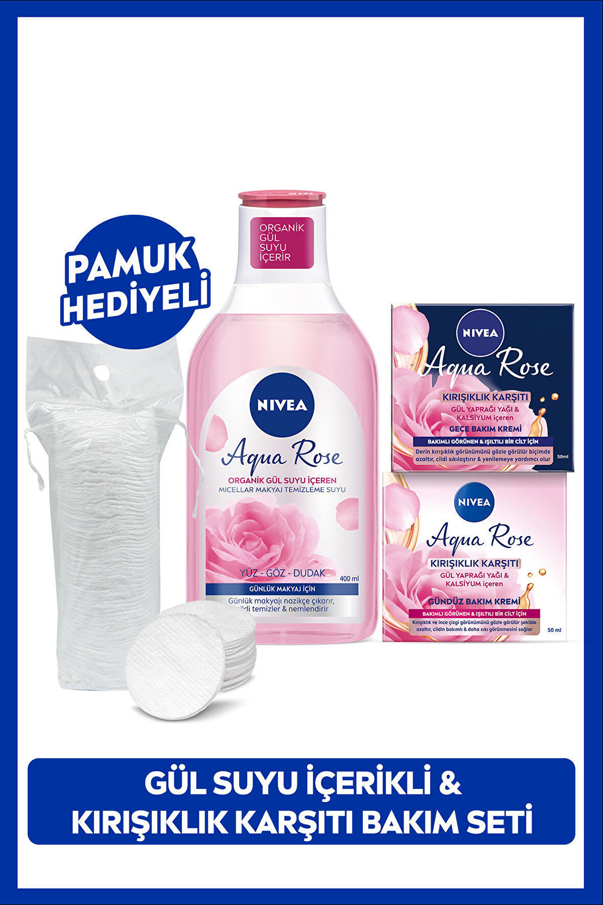 Nivea Günlük Micellar Makyaj Temizleme Suyu 400ml, Kırışıklık Karşıtı Gündüz Kremi 50ml ve Gece Kremi 50ml