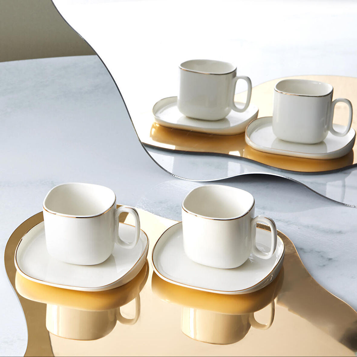 Karaca Plato 6 Kişilik Porselen Kahve Fincan Takımı 90 Ml