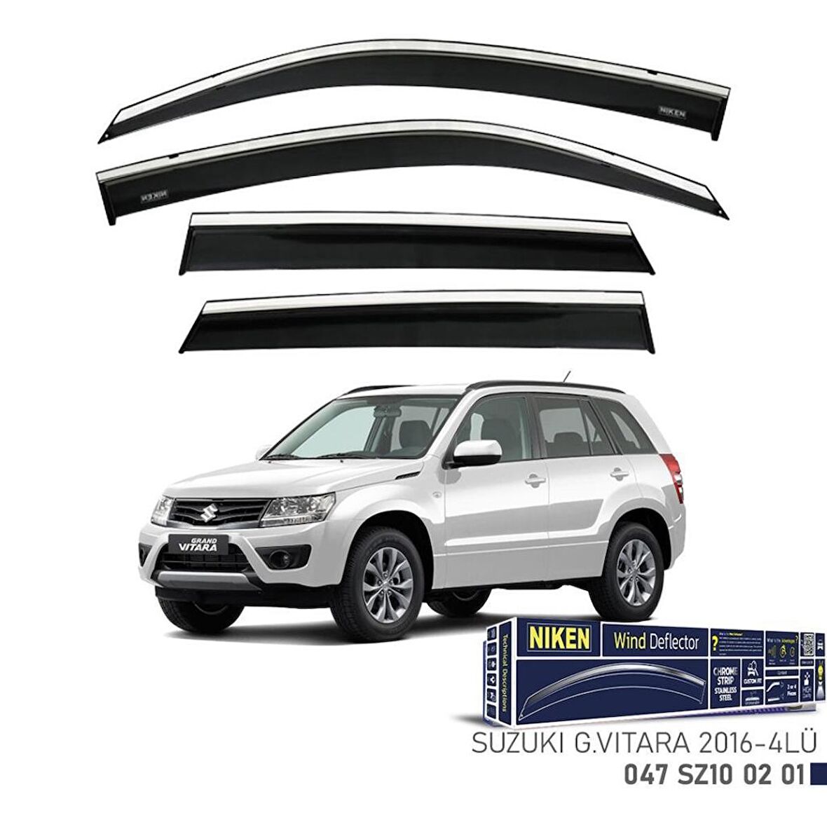 Suzuki Grand Vitara Niken Kromlu Cam Rüzgarlığı 4lü Set 2016 ve Üstü