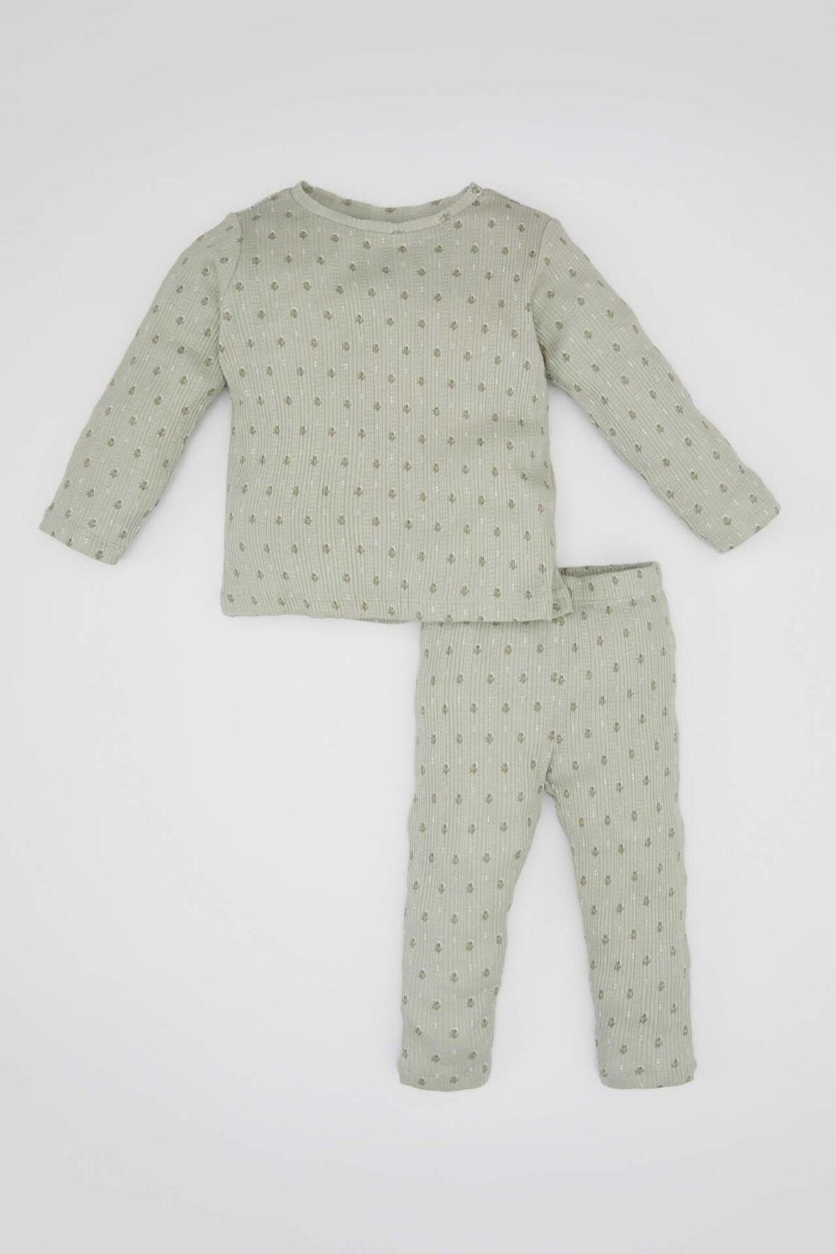 Kız Bebek Çiçekli Uzun Kollu Pijama Takımı