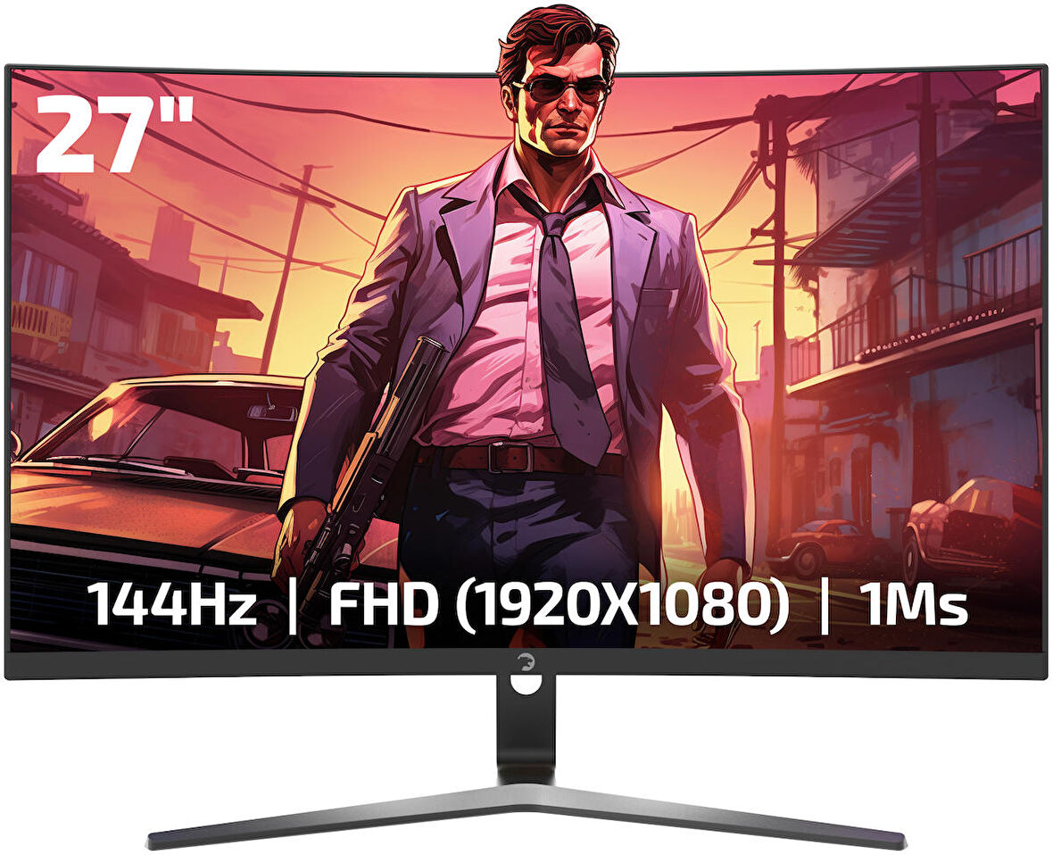 GamePower Vivid F20 27'' 1500R Curved RGB 144Hz 1ms FHD Va Panel 2x2W Speaker Gaming Monitör (Sıfır Ölü Piksel Garantili)