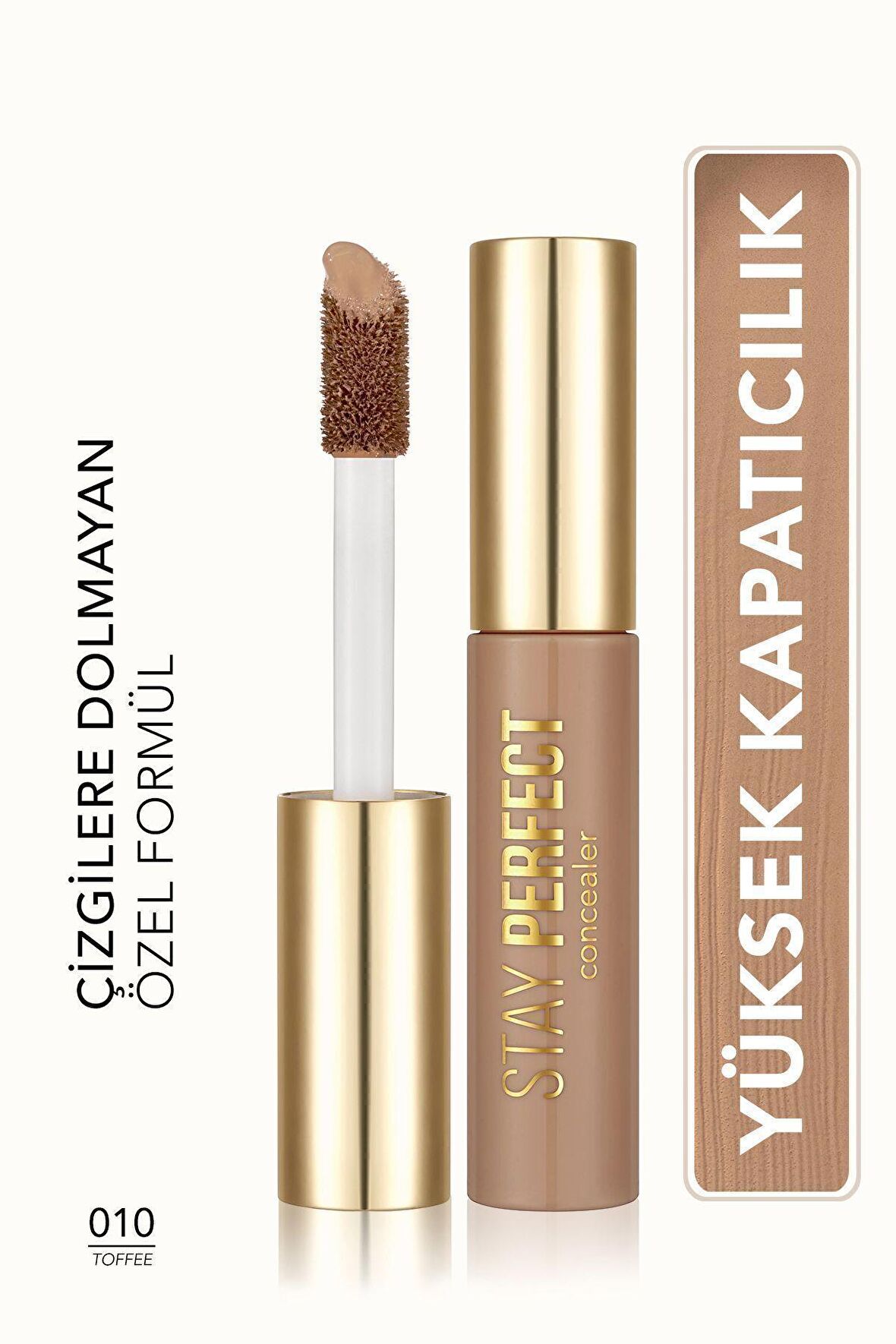 Flormar Doğal Bitişli Kapatıcı (SARI ALT TON) - Stay Perfect Concealer - 010 Toffee - 8682536085625