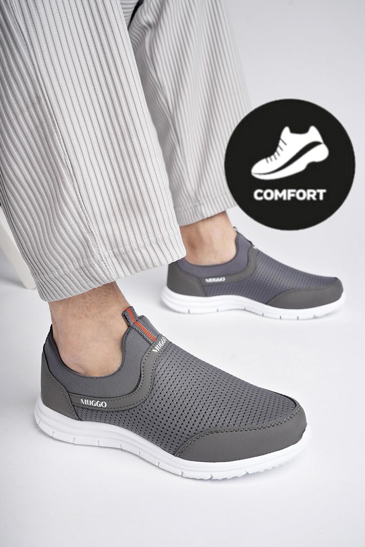 Muggo PODGO Garantili Unisex Ortopedik Bağcıksız Nefes Alabilen Hafif Yürüyüş Sneaker Spor Ayakkabı