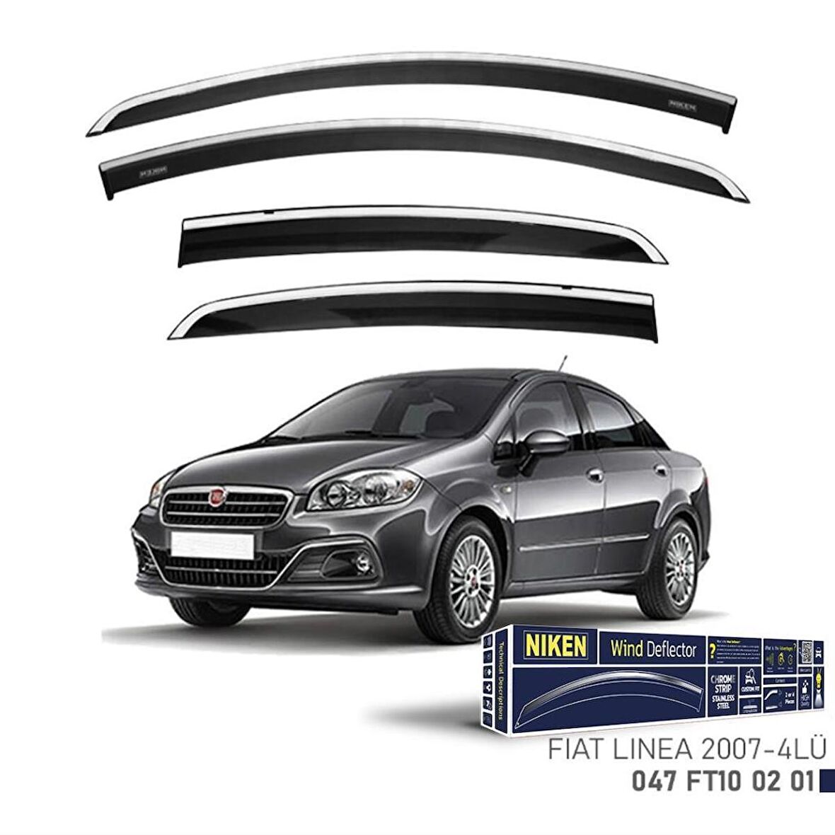 Fiat Linea Niken Kromlu Cam Rüzgarlığı 4lü Set 2007 2017