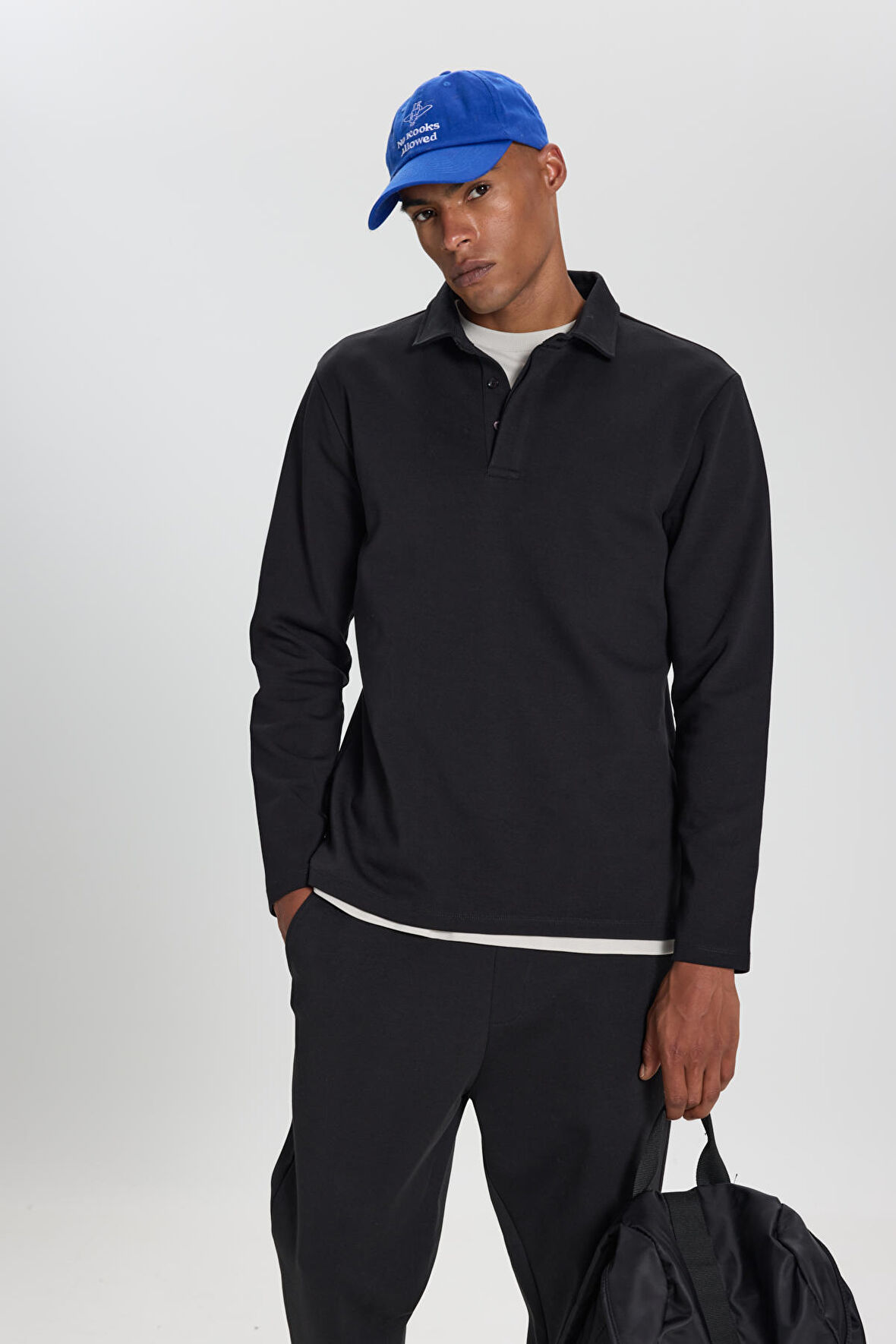 Pamuklu Slim Fit Dar Kesim Uzun Kollu Esnek Polo Yaka Tişört