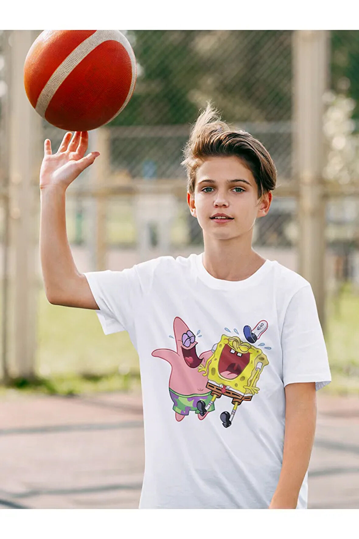 Süngerbob Ve Patrick Baskılı Unisex Çizgi Film Çocuk Tişört (1-12 Yaş)