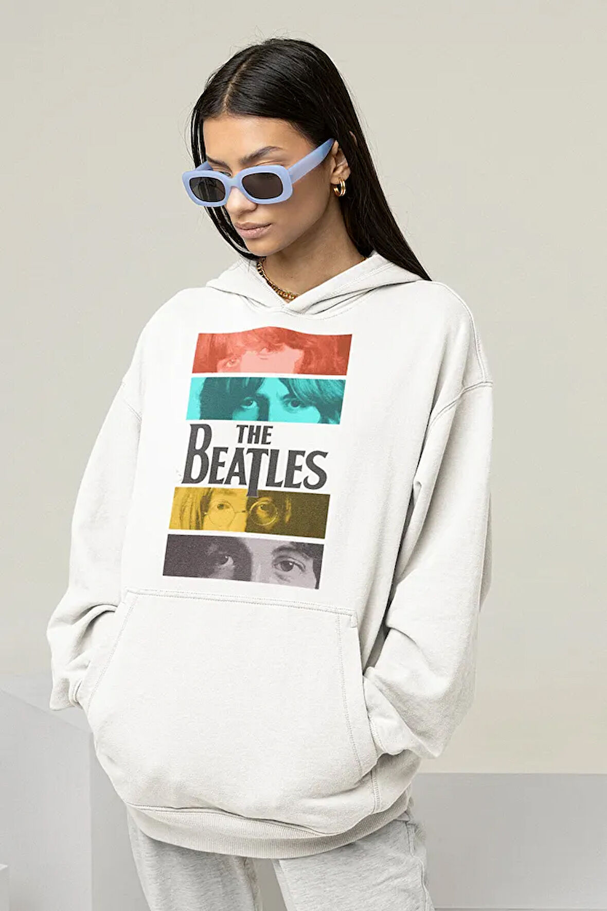 The Beatles Müzik Grubu Baskılı Unisex Oversize Hoodie