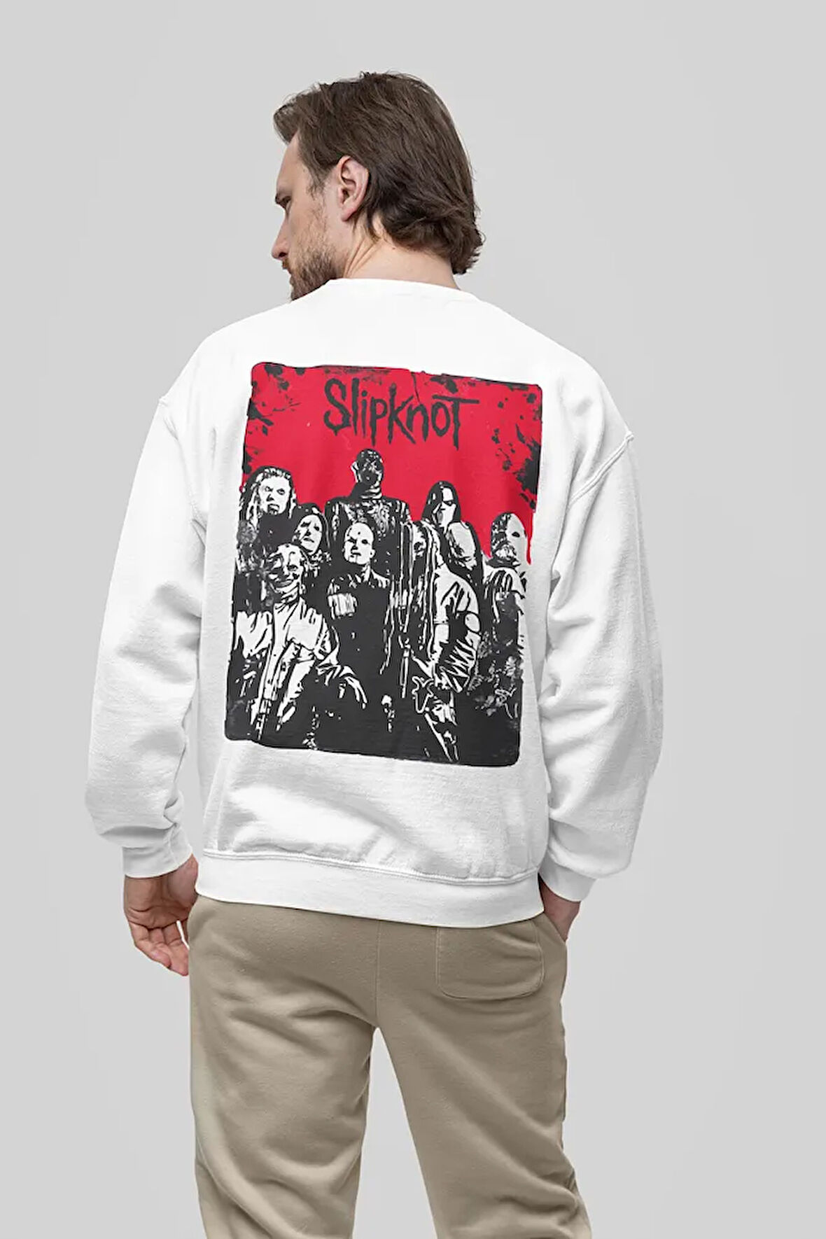Tasarım Slipknot Müzik Grubu Baskılı Unisex Oversize Sweatshirt
