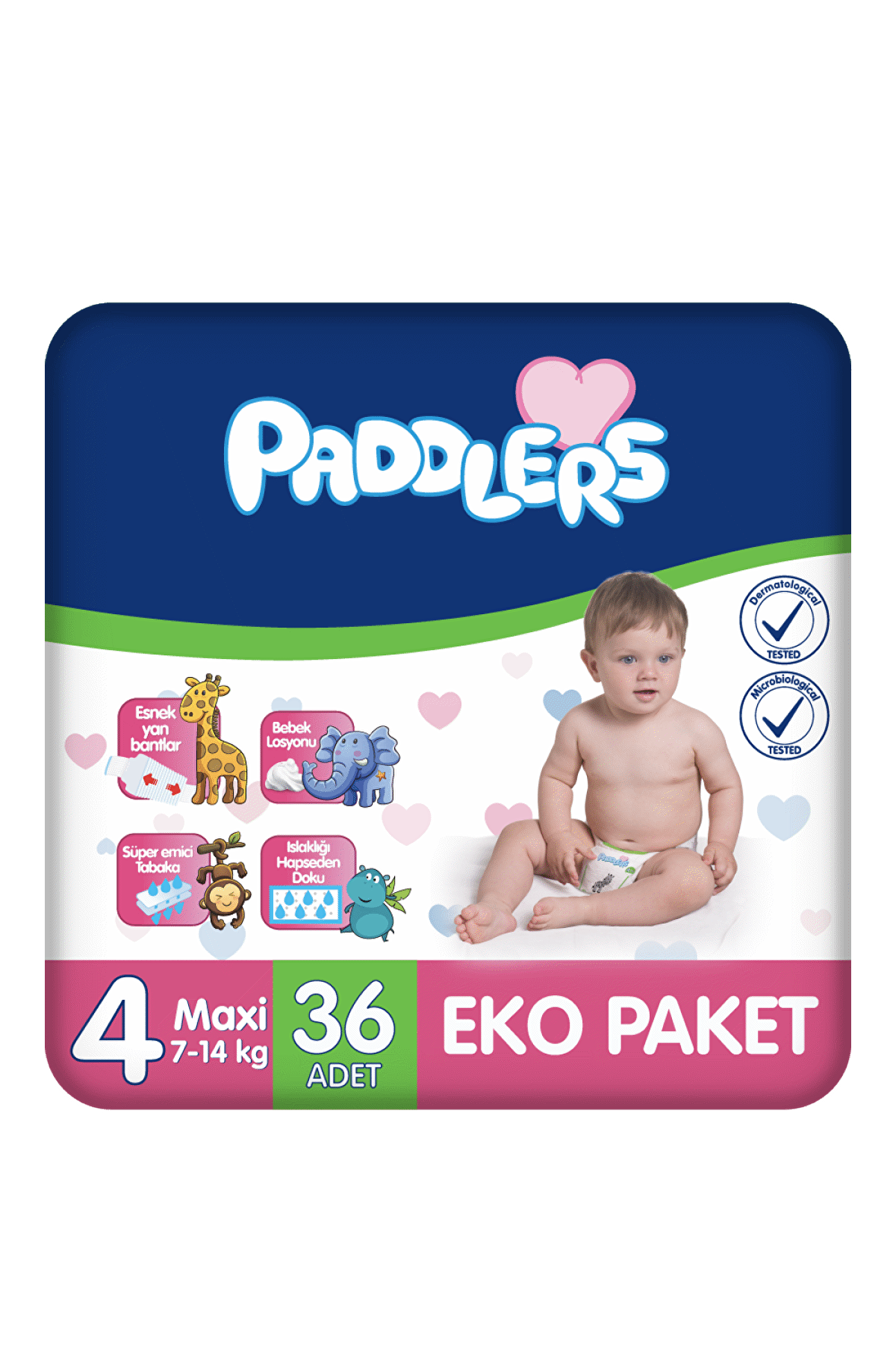 Paddlers Bebek Bezi 4 Numara Maxi 36 Adet (7-14 Kg) Eko Paket