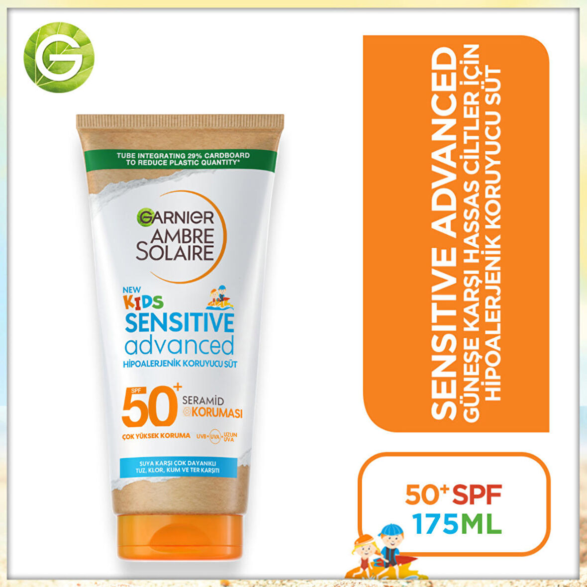 Garnier Ambre Solaire Sensitive Advanced Çocuk Hipoalerjenik Güneş Koruyucu Süt Spf50+ 175Ml