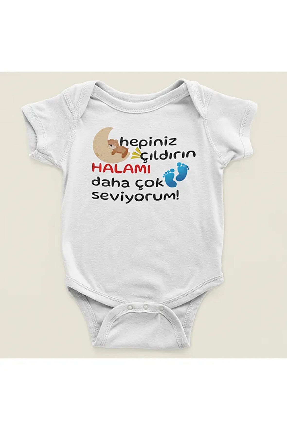 Hepiniz Çıldırın Halamı Daha Çok Seviyorum ! Yazılı Pamuklu Yumuşak Unisex Çıtçıtlı Body Zıbın
