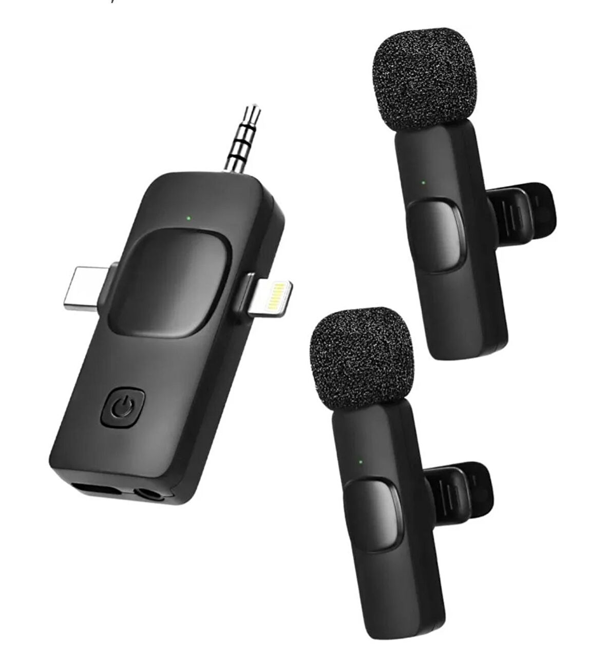 Kablosuz Mikrofon Cep Telefonu iPhone Android Kamera PC için Kablosuz 4'ü 1 Arada Video Kaydı