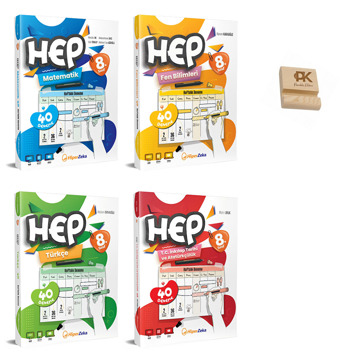 Hiper LGS 8. Sınıf Haftalık HEP Matematik Fen Türkçe ve İnkılap 4lü Denemeleri + Telefon Standı