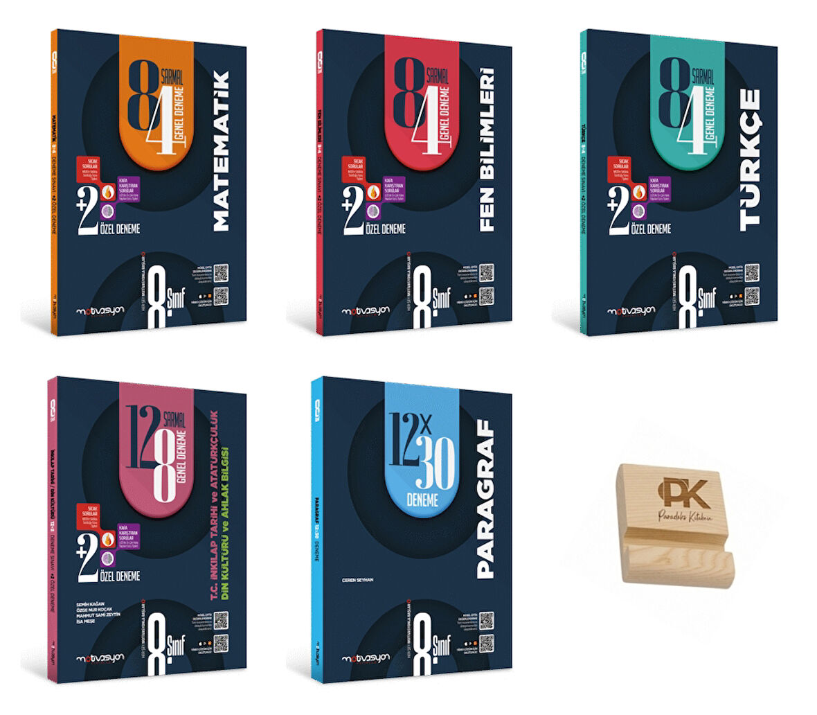 Motivasyon LGS 8. Sınıf Matematik Türkçe Fen İnkılap ve Paragraf 5li Deneme Seti + Telefon Standı
