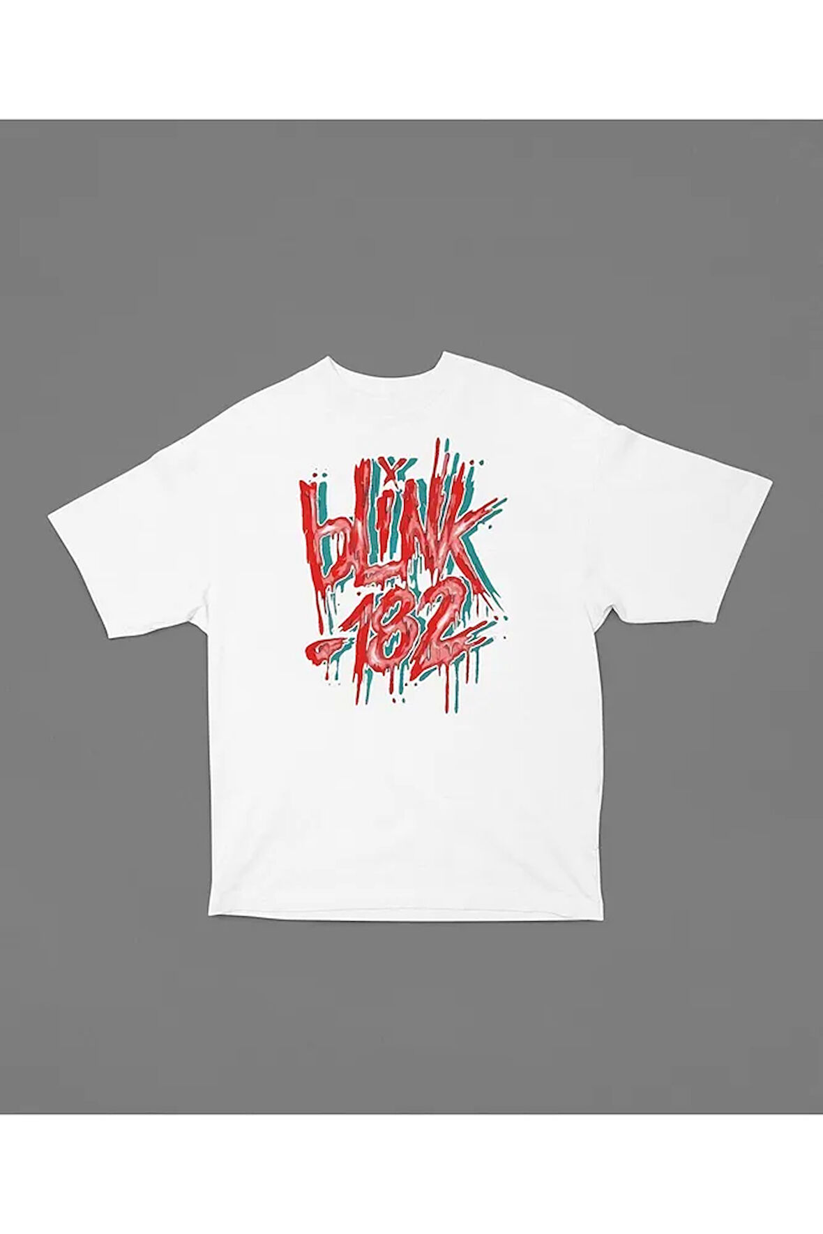 Grafiti Yazılı Blink-182 Baskılı Unisex Oversize Tişört