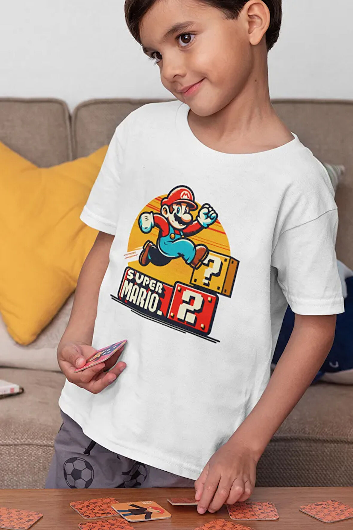 Süper Mario Baskılı Unisex Oyun Çocuk Tişört (1-12 YAŞ)