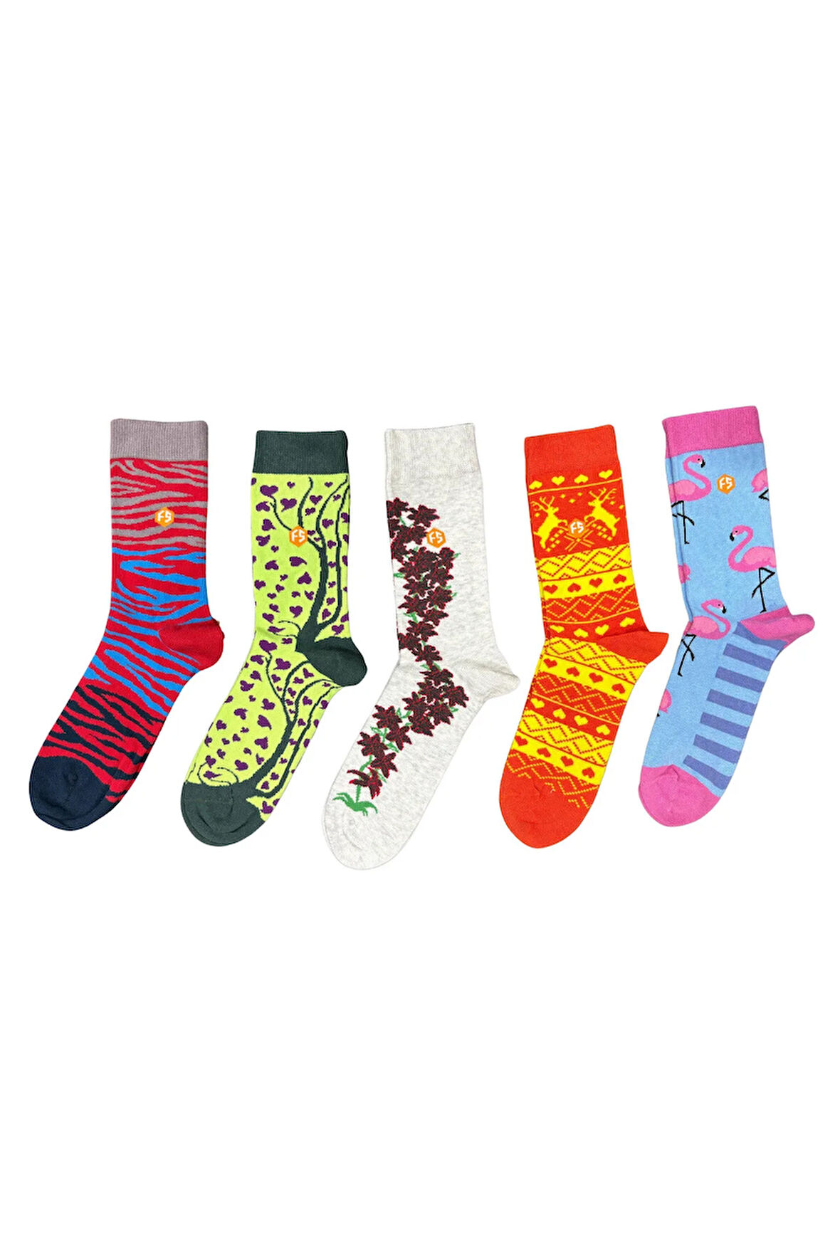 Kadın Renkli Desenli Pamuklu Çorap