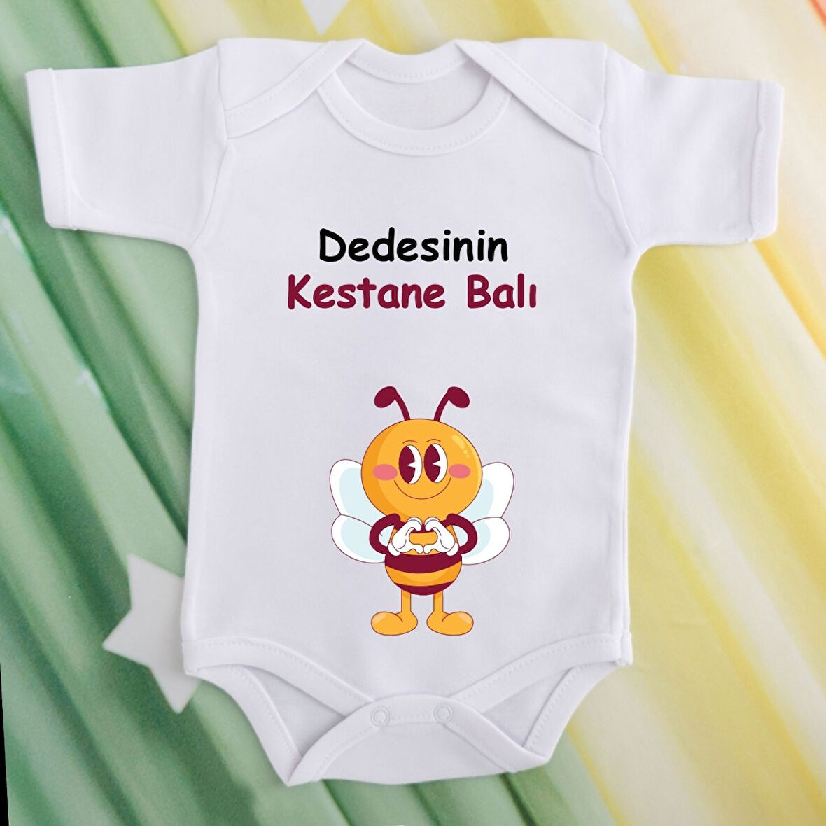 Pamuklu Organik Bebek Zıbını Kısa Kollu Kişiye Özel  0007