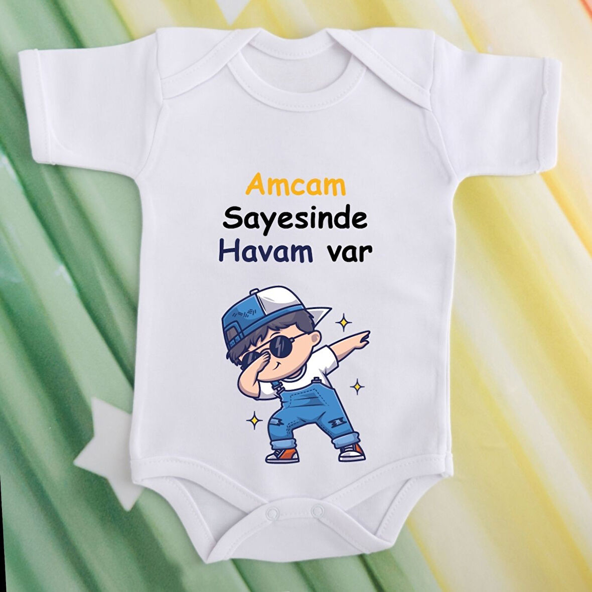 Pamuklu Organik Bebek Zıbını Kısa Kollu Kişiye Özel  0011