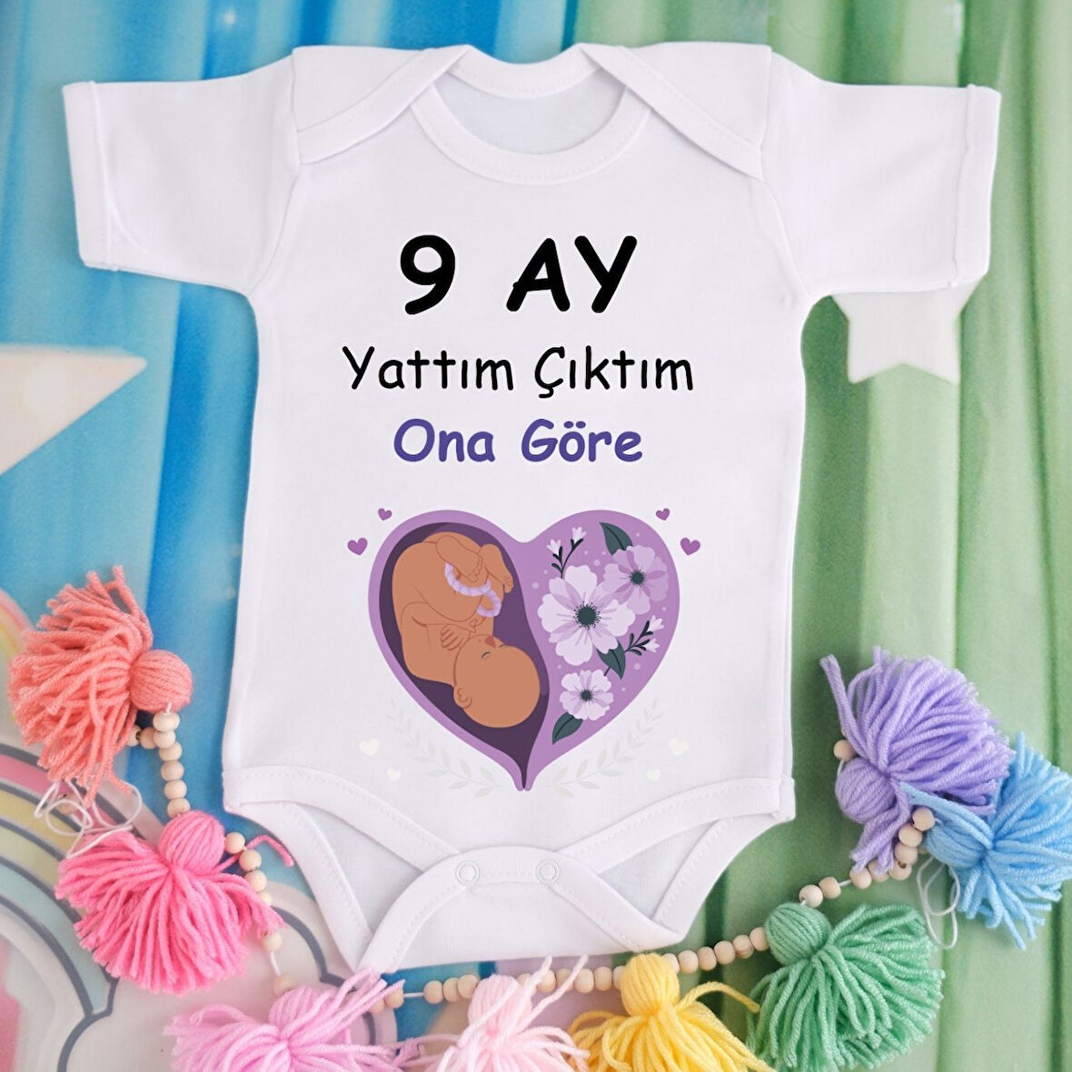 Pamuklu Organik Bebek Zıbını Kısa Kollu Kişiye Özel  0016
