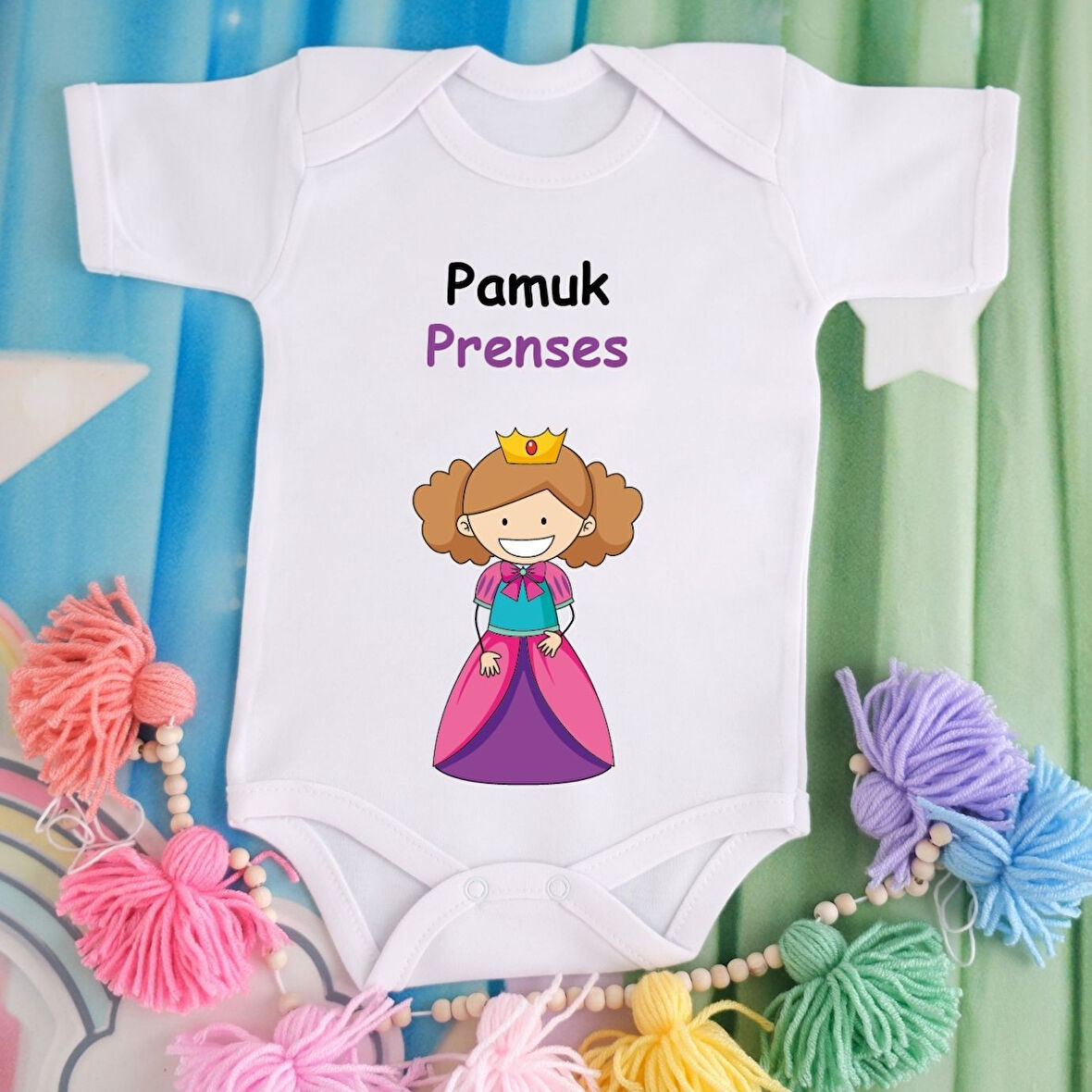 Pamuklu Organik Bebek Zıbını Kısa Kollu Kişiye Özel  0019