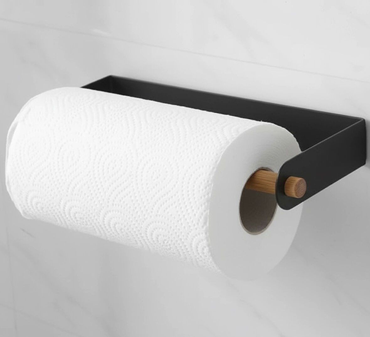 LAZER KENDİNDEN YAPIŞKANLI KAĞIT HAVLULUK TAHTA KANCALI MAT SİYAH