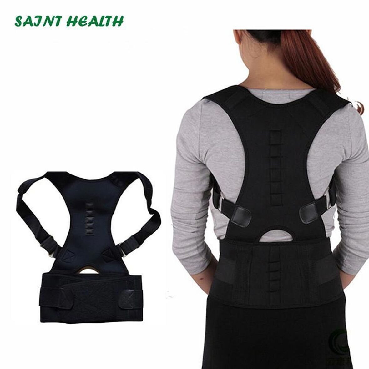 Unisex Siyah Manyetik Dik Duruş Korsesi