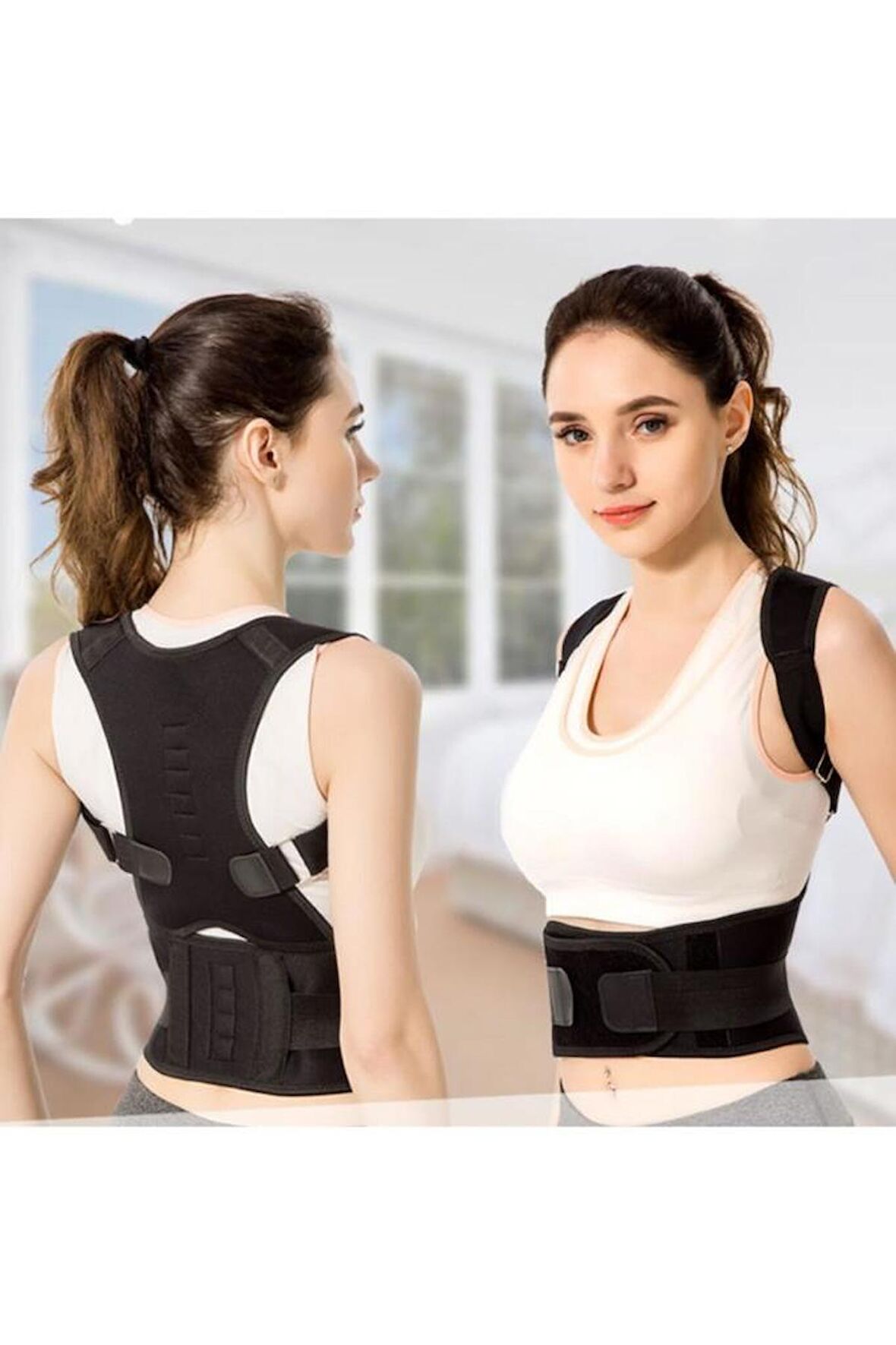 Unisex Siyah Medikal Korse Ortopedik Kamburluk Önleyici Sırt Dik Duruş Korsesi