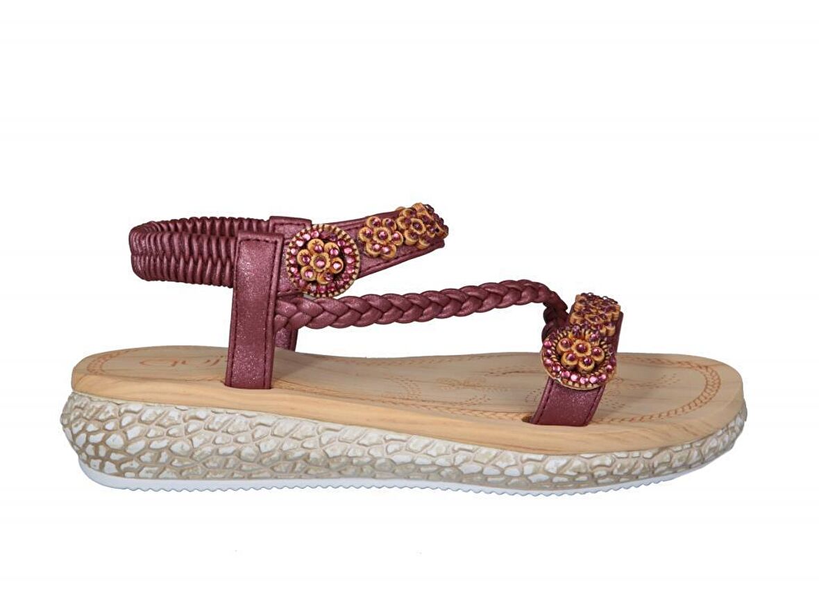 GUJA 19Y209-3 Ortopedik Bordo Kadın Sandalet