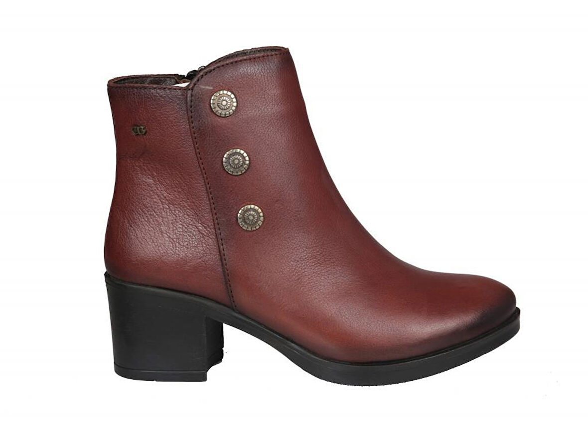 CASTLE BLACK 92160 Saf Deri Taba Kadın Bot