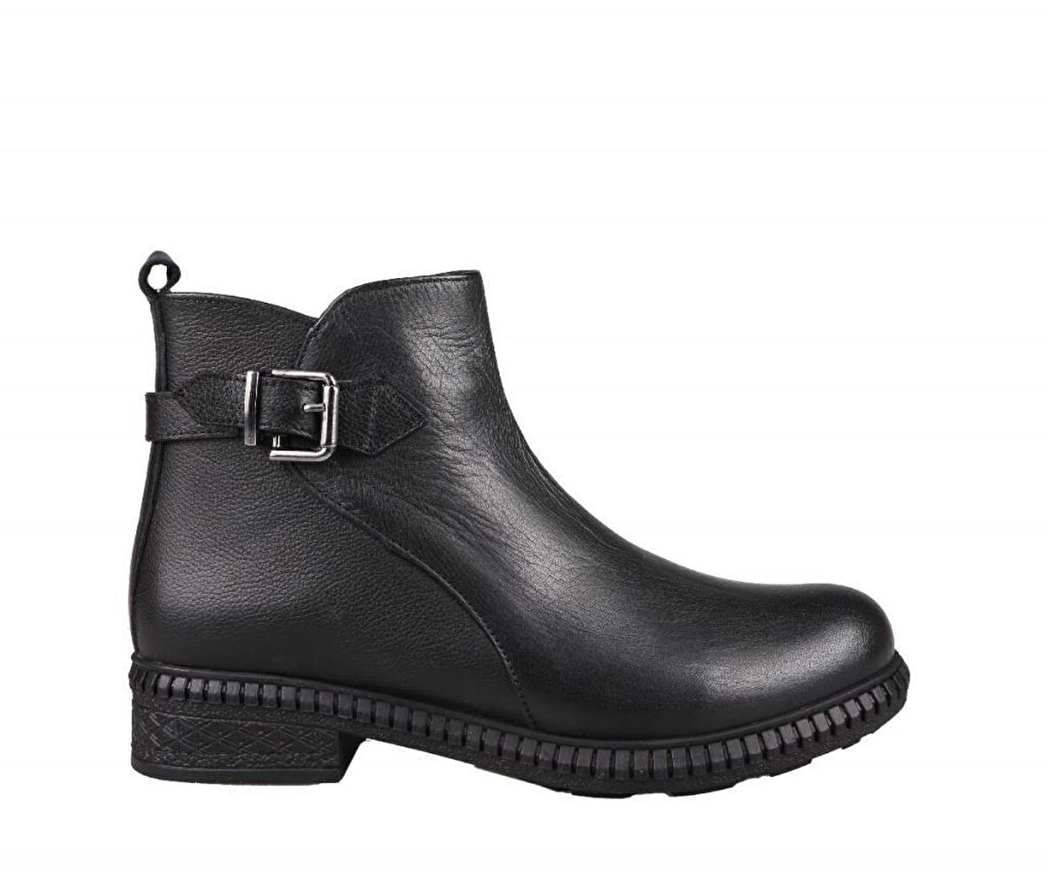 CASTLE BLACK 20913 Hakiki Deri Siyah Kadın Bot