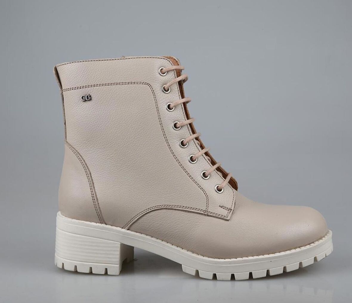 CASTLE BLACK 2680 Hakiki Deri Bej Kadın Bot