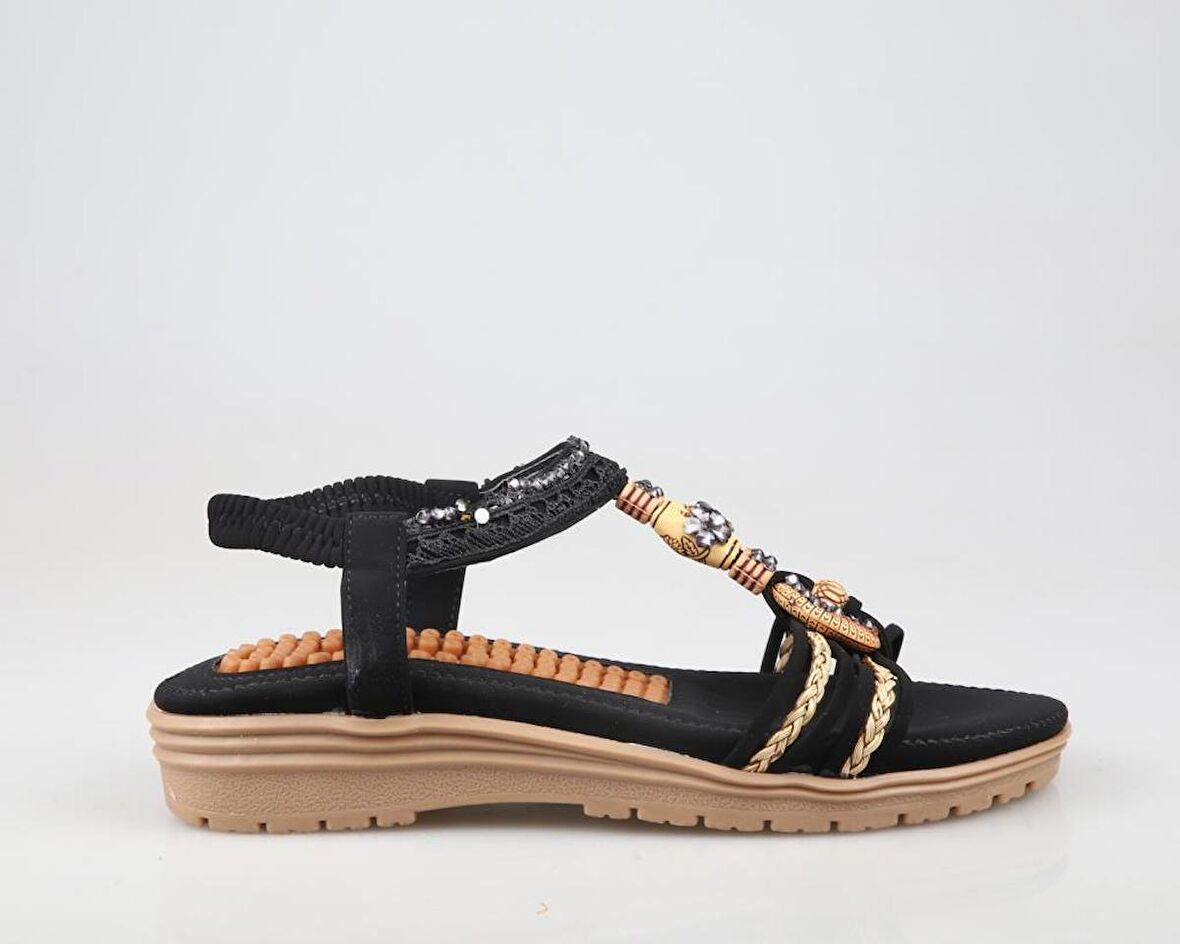 GUJA 24y120-4 Ortopedik Siyah Kadın Sandalet