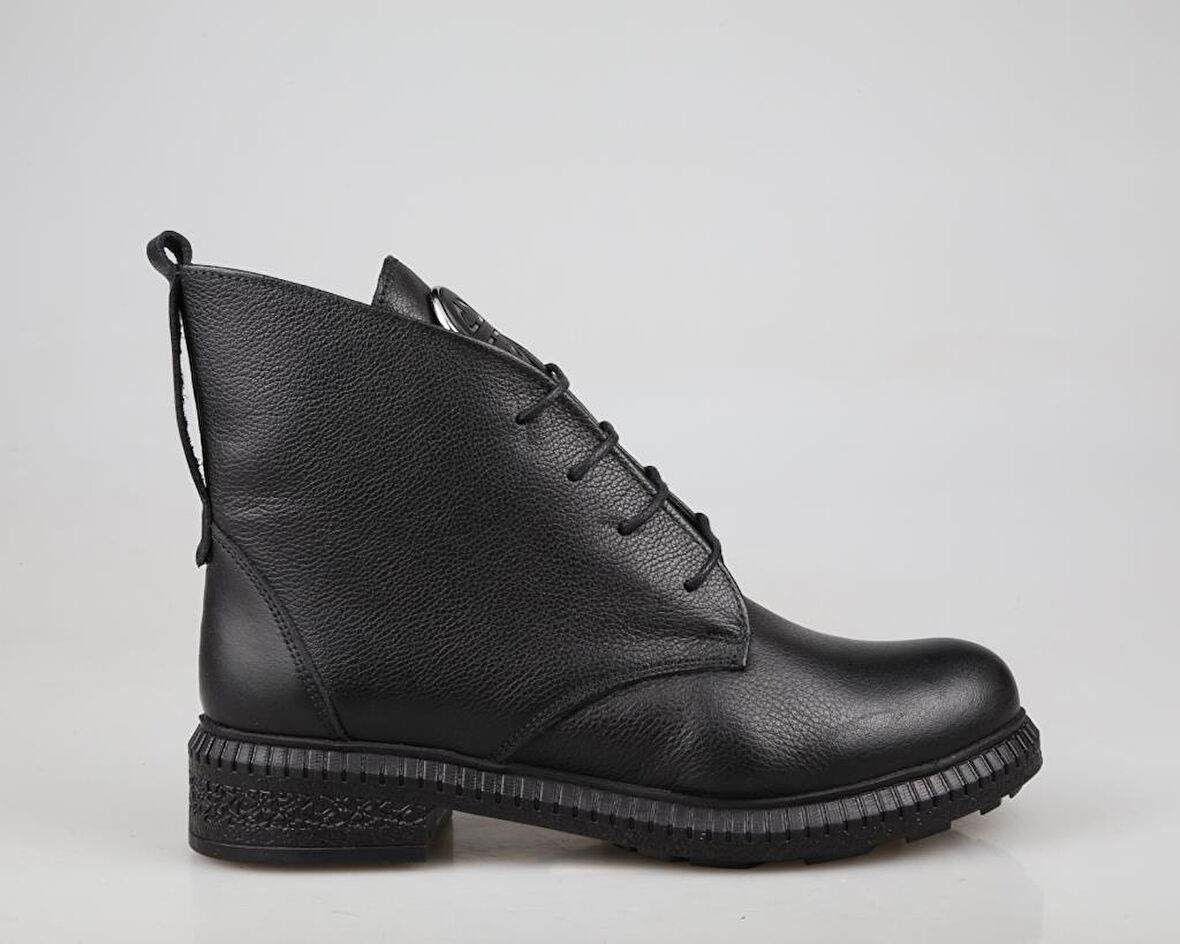 CASTLE BLACK 20915 Hakiki Deri Siyah Kadın Bot