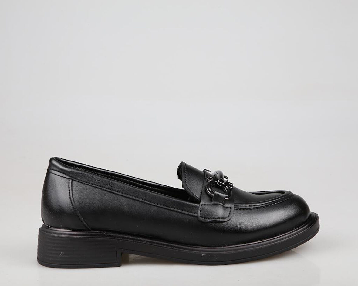 Feles 16-2808 Loafer Siyah Kadın Babet