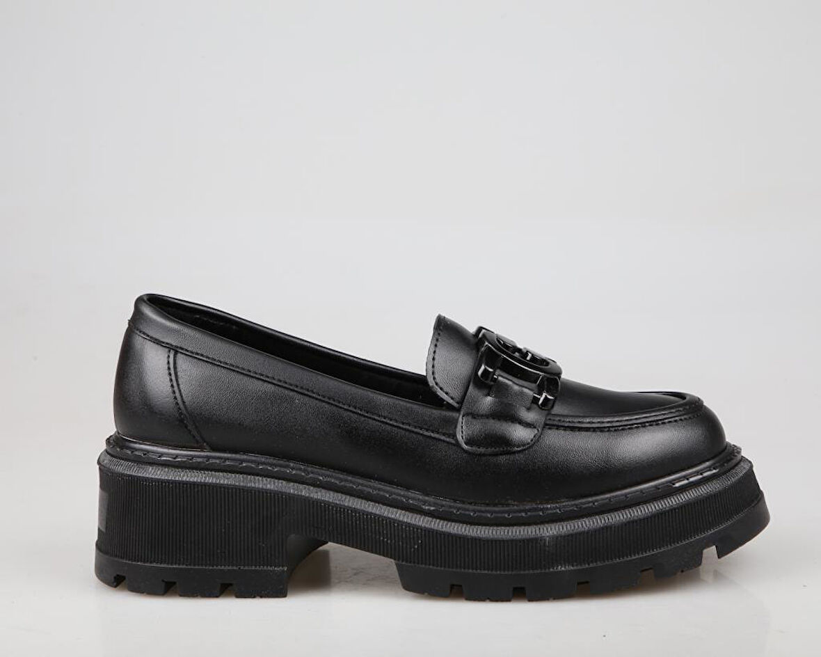 Feles 16-2903 Loafer Siyah Kadın Babet