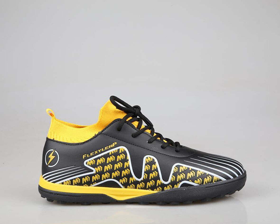 Cool Pele Çoraplı Siyah Sarı Çocuk Halı Saha Ayakkabısı